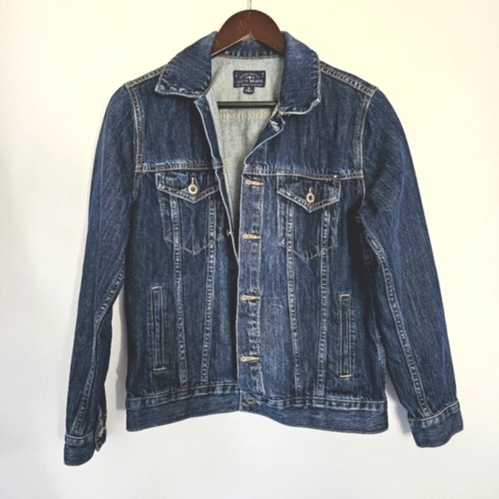 Lucky Brand The Tomboy Trucker Blue Button Front Stonewash Denim Jean Jacket